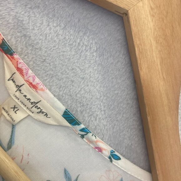 Linda Anderson Floral Embroidered Tunic Top Womens XL Boho Colorful 3/4 Sleeve - Picture 4 of 13